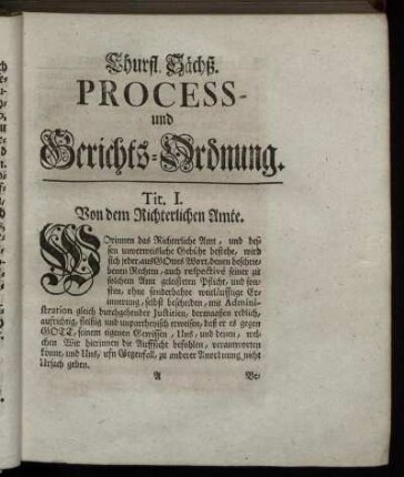 Tit. I. Von dem Richterlichen Amte. - Ad Tit. V. Von der Klage.