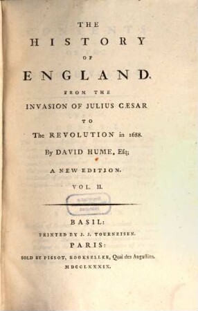 The History Of England : From The Invasion Of Julius Caesar To The Revolution in 1688.. 2