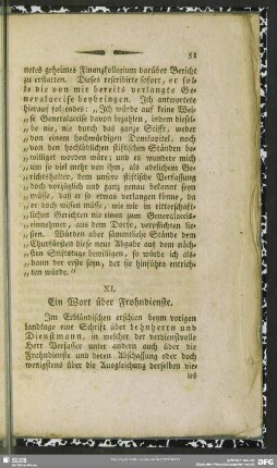 XI. Ein Wort über Frohndienste