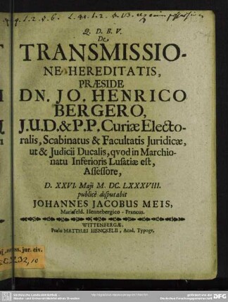 De transmissione hereditatis