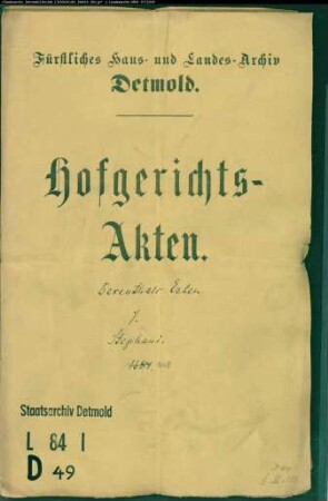 Derenthals Erben in sp. Witwe Brümmers gegen Johann Stephani, Pastor zu Hillentrup - Schuldforderung