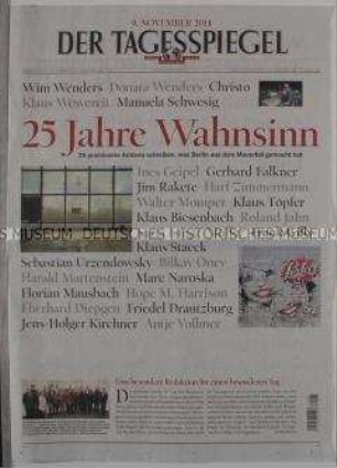 Sonderausgabe des "Tagesspiegel" zum 25. Jahrestag des Mauerfalls mit Beiträgen prominenter Berliner aus verschiedenen Bereichen