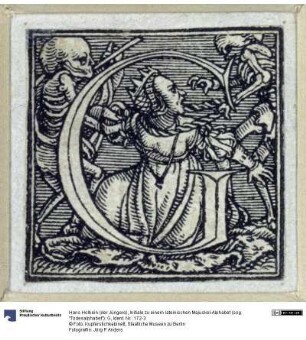 Initiale zu einem lateinischen Majuskel-Alphabet (sog. "Todesalphabet"): G