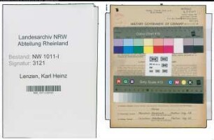 Entnazifizierung Karl Heinz Lenzen , geb. 04.04.1921 (Maschinentechniker)