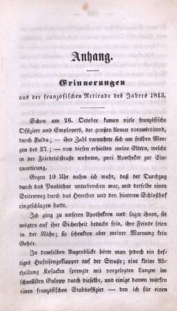 Erinnerungen aus der französischen Retirade des Jahres 1813