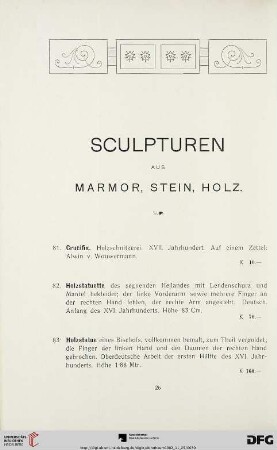 Sculpturen aus Marmor, Stein, Holz (Nr. 81-103)