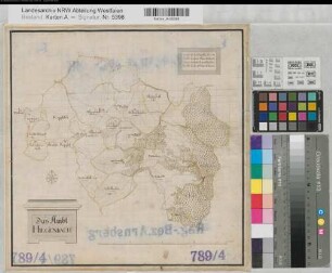 Nassau-Siegen (Fürstentum) ref. Teil, Ämter Generalkarte des Amtes Hilchenbach um 1720 2 Stunden = 19,6 cm 35 x 35 kol. Zeichnung Erich Philipp Plönnies KSA Nr. 789,4
