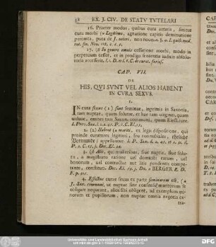 Cap. VII. De His, Qui Sunt Vel Alios Habent In Cura Sexus.