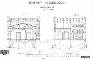 Osterburken: Empfangsgebäude Aufnahmegebäude Längs- Querschnitt