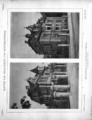 Tafel 114: Drei Landhäuser an der Theresienwiese in München. 2. Die Seiten-Häuser II. und III.