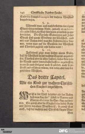 Das dritte Capitel. Wie ein Kind zur wahren Christlichen Klugheit anzuführen