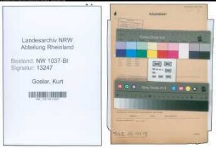 Entnazifizierung Kurt Goslar , geb. 11.08.1893 (Kassierer)