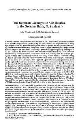 The devonian geomagnetic axis relative to the Orcadian Basin, N. Scotland