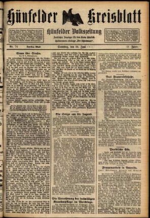 Zweite Ausgabe vom Samstag, den 26. Juni 1926.
