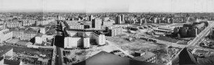 120° Panorama, Blick vom Axel-Springer-Verlagshaus über Waldeckpark Richtung Lindenstraße. Berlin-Kreuzberg, Axel-Springer-Straße 65