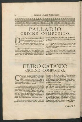 Palladio Ordine Composito. - Pietro Cataneo Ordine Composito