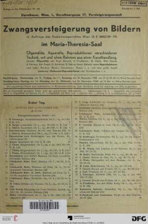 Erster Tag. Montag, den 14. November 1938 (Nr. 1-206)
