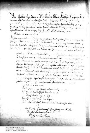 Vertrag zwischen den Souveränen des ehem. Schwäbischen Kreises über die Liquidation. (Ratifikation Hohenzollern-Sigmaringen)