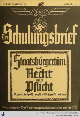 VI. Jahrgang, Folge 6: Der Schulungsbrief
