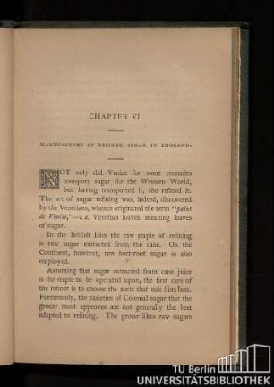 Chapter VI. Manufacture of refined sugar in England