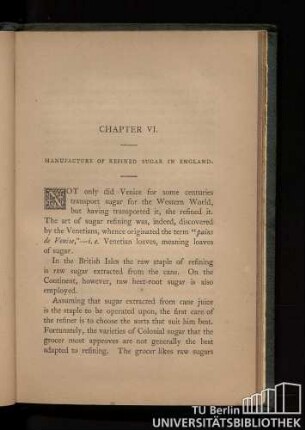 Chapter VI. Manufacture of refined sugar in England