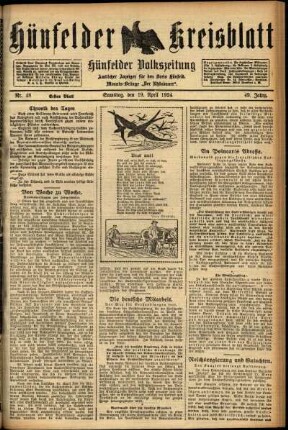 Erste Ausgabe vom Samstag, den 19. April 1924.