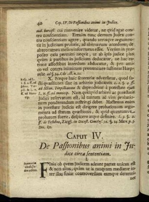 Caput IV. De Passionibus animi in Judice circa sententiam.