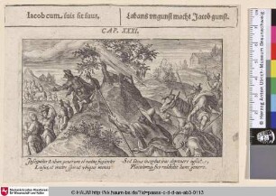 Iacob cum suis sit suus; Labans ungunst macht Jacob gunst [Jakob Flucht mit den Seinen; Jacob on his way to Canaan; Jacob part en Canaan]