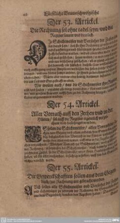 Der 53. Artickel. Die Rechnung sol ohne tadel seyn/ und die Register leuter und deutlich.