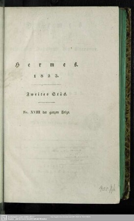 18.1823: Hermes oder kritisches Jahrbuch der Literatur