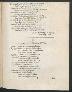 Beiträger IX. Votiva Acclamatio.