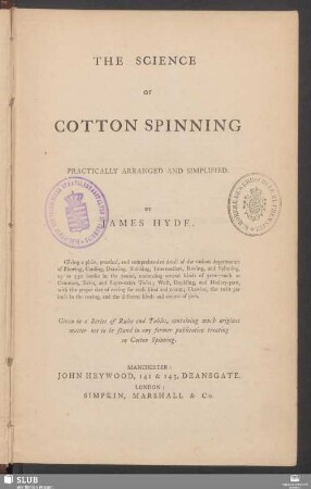 The science of cotton spinning : practically arranged and simplified