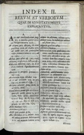Index II. Rerum Et Verborum Quae In Adnotationibus Explicantur.