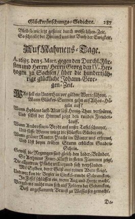 Auf Nahmens-Tage.