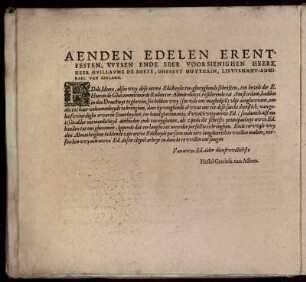 Aenden Edelen Erentfesten ... Heere, Heer Guillaume de Soete