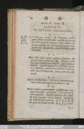 Membrum IV. De Actione Paulliana.