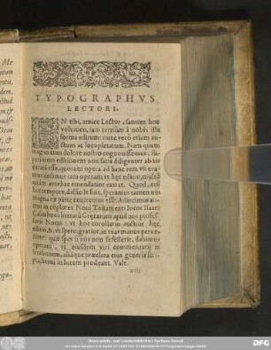Typographus Lectori.