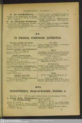 XVI. Gesandtschaften, General-Consuln, Consuln [et]c.