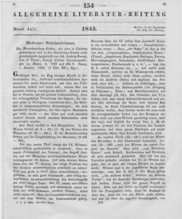 König, J. L.: Die Menschwerdung Gottes als eine in Christus geschehene und in der Christlichen Kirche noch geschehende dargestellt. Mainz: Zabern 1844