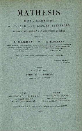 DEUXIÈME SÈRIE. TOME IX. - OCTOBRE 1899.