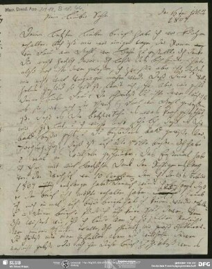 Eigenh. Brief von Johanna Christiane Erdmuthe Schlegel an Friedrich von Schlegel, Hannover, 16.07.1807