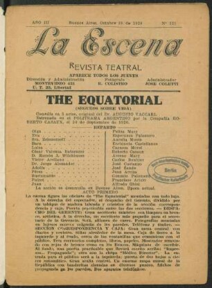 The Equatorial : (seguros sobre vida) ; comedia en 3 actos