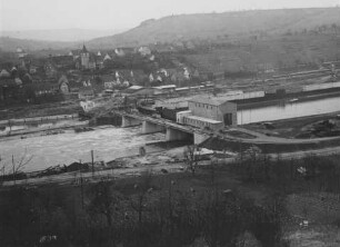 Staustufe Hessigheim/Neckar im Bau, Gesamtansicht