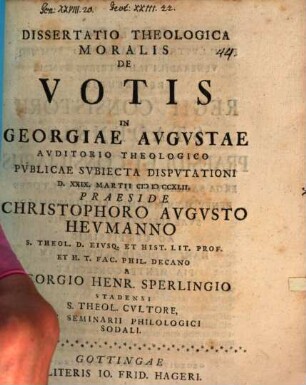 Diss. theol. mor. de votis