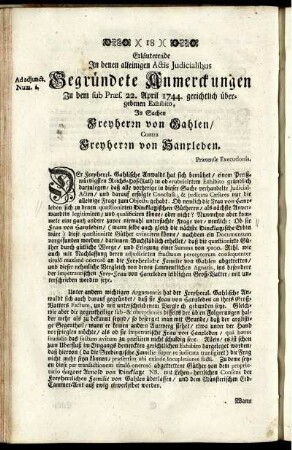 Gegründete Anmerckungen ...