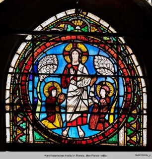 Fenster A-V mit typologischen Szenen : Typologische Fensterbahnen : Der auferstandene Christus erscheint den Marien
