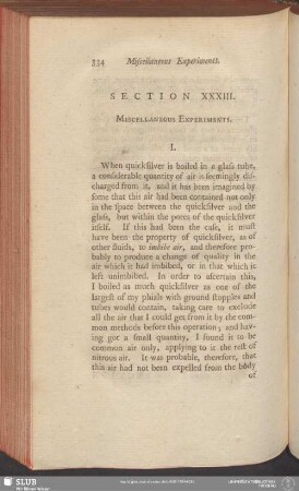 Section XXXIII. Miscellaneous Experiments