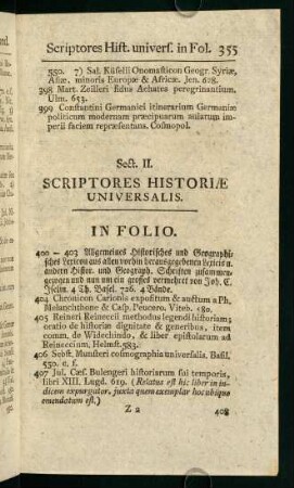 II. Scriptores Historiae Universalis.