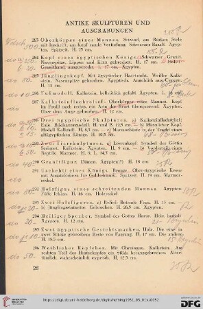 Antike Skulpturen und Ausgrabungen (Nr. 283-309)
