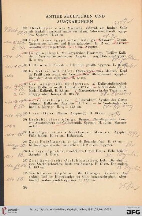Antike Skulpturen und Ausgrabungen (Nr. 283-309)
